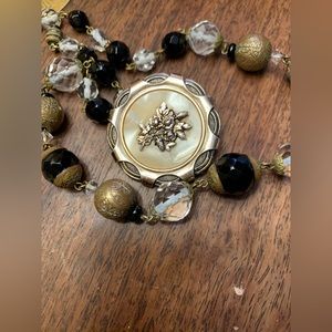 Absolutely unique beaded necklace with scarf clip pendant